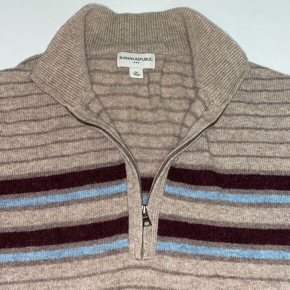 Banana Republic sweater Half Zip 100% Lamb's wool  Beige XXL - Picture 1 of 8
